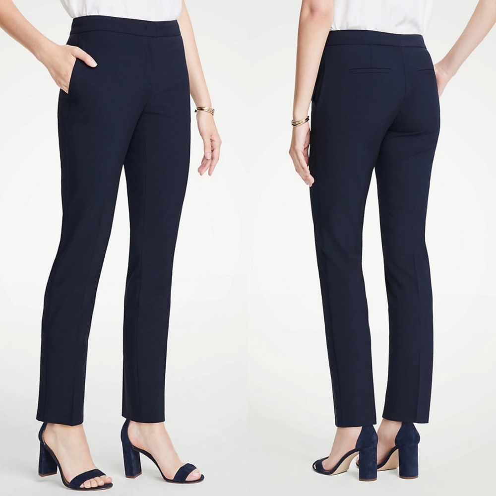 Ann Taylor The Ankle Pant Slim Trouser in Blue Dot